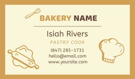 Designvorlage Pastry Cook Services Offer with Raw Dough für Business card