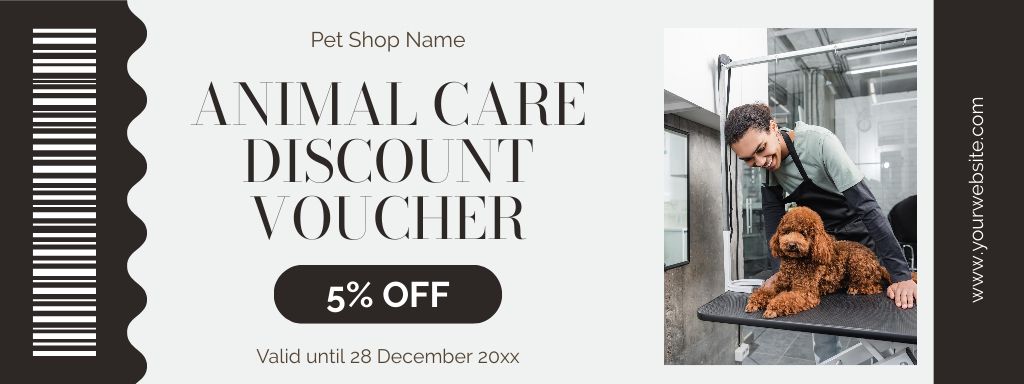 Animal Care Discount Voucher on Grey Coupon – шаблон для дизайну