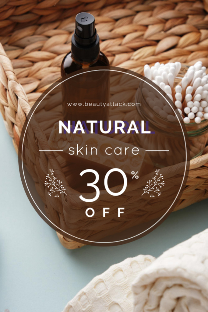 Natural Skincare Sale Ad with Hygiene and Cosmetic Products Flyer 4x6in Tasarım Şablonu