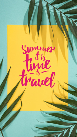 Summer Travel Inspiration on Palm Leaves Instagram Story Design Template