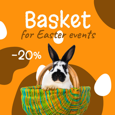 Colorful Basket For Easter With Bunny Animated Post Design Template