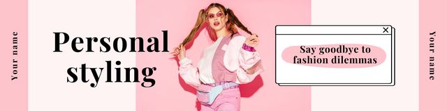 Szablon projektu Expert Fashion Advisory Services Offer on Pink LinkedIn Cover
