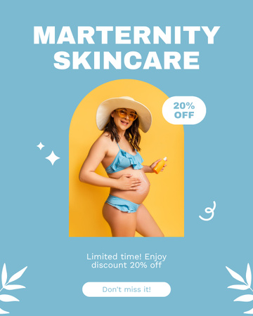 Skin Care Sale with Pregnant Woman in Swimsuit Instagram Post Vertical Design Template