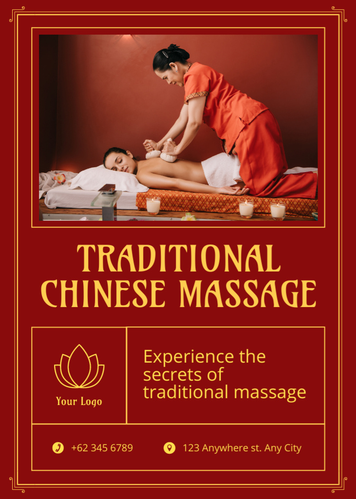 Traditional Chinese Massage Advertisement Flayer Modelo de Design