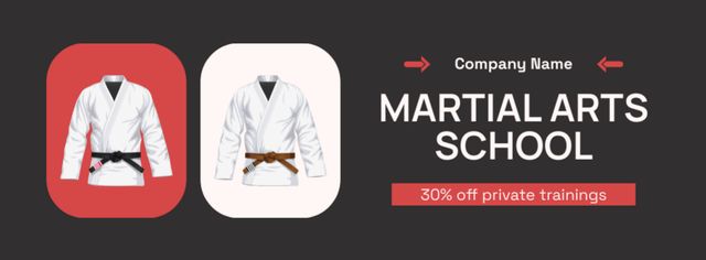 Discount On Private Trainings In Martial Arts School Facebook coverデザインテンプレート