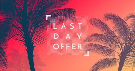 Designvorlage Summer Trip Offer Palm Trees in red für Facebook AD
