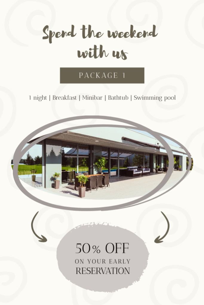 Luxury Hotel Advertisement with Modern Exterior and Offer of Discount Tumblr Design Template
