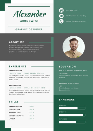 Graphic Designer Skills and Qualities Resume – шаблон для дизайну