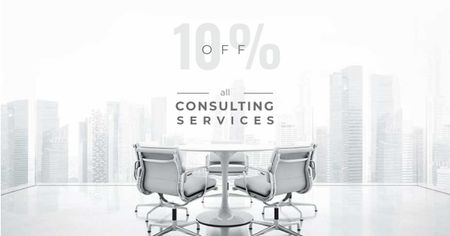 Consulting Services Offer with White Office Space Facebook AD Design Template