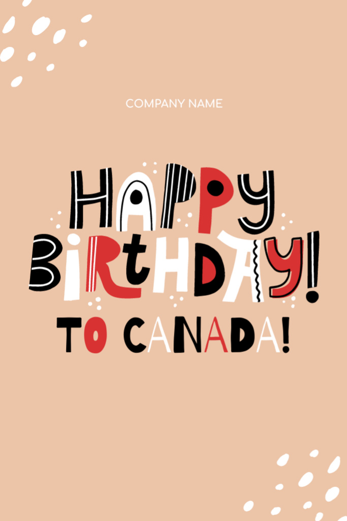 Happy Canada Day Holiday Greeting Postcard 4x6in Vertical Design Template