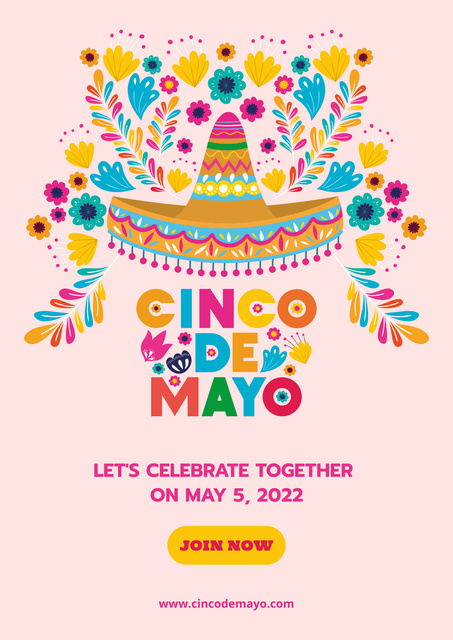 Ontwerpsjabloon van Poster van Invitation to the Celebration of Cinco de Mayo