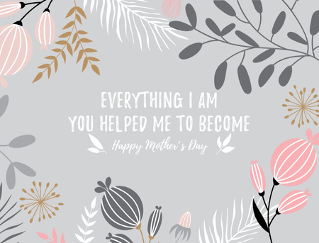 Happy Mother's Day Greeting With Illustration Postcard 4.2x5.5in Design Template