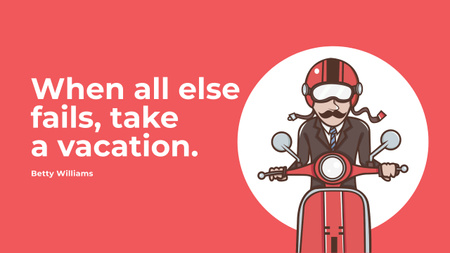 Vacation Quote with Man on Motorbike in Red Youtube Design Template