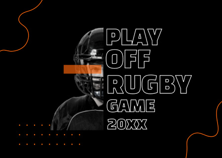 Rugby Game Play Off Black Postcard Design Template