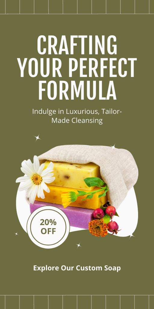 Discount on Handmade Soap with Perfect Formula Graphic Design Template