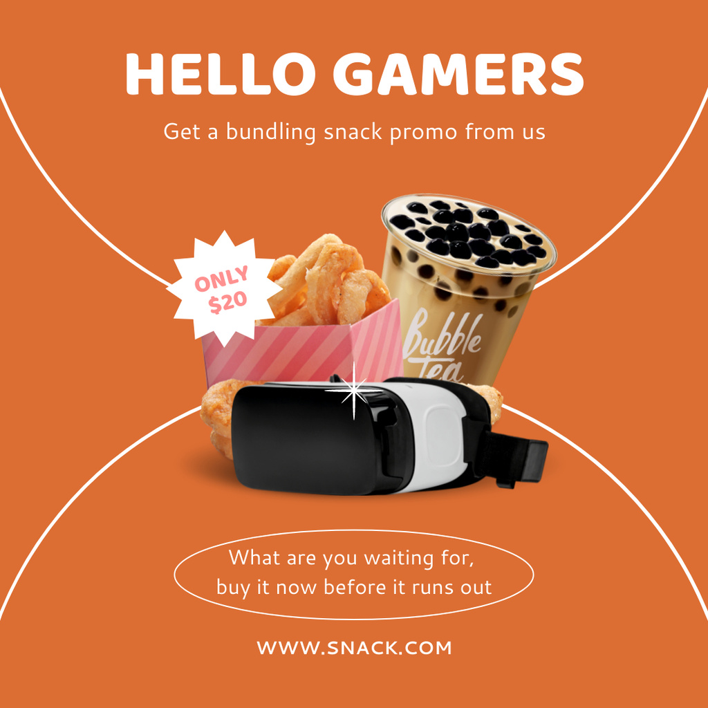  Food Delivery Promotion for Gamers Instagram AD – шаблон для дизайна