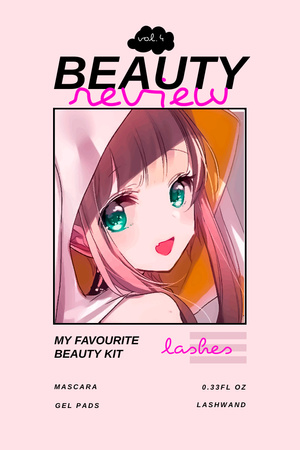 Ontwerpsjabloon van Pinterest van schoonheidsreclame met schattig anime meisje