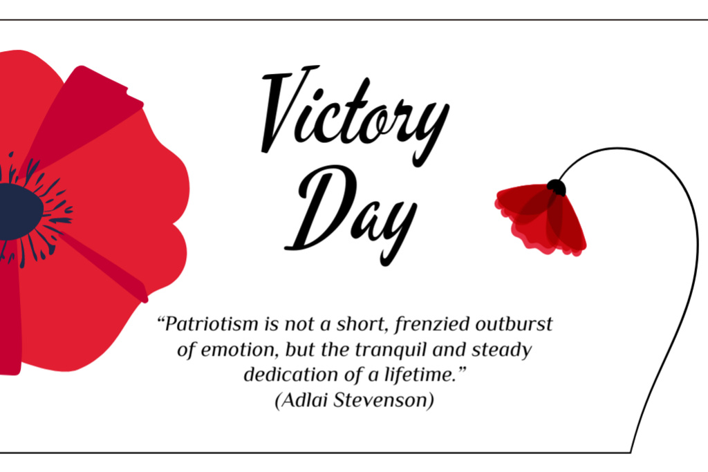 Victory Day Celebration Announcement with Symbolic Poppies Postcard 4x6in Modelo de Design
