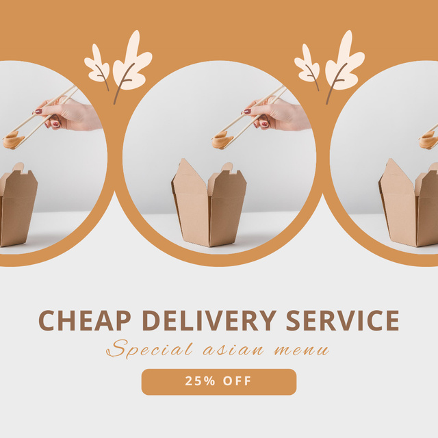 Cheap Delivery Service of Asian Food Instagram AD – шаблон для дизайну