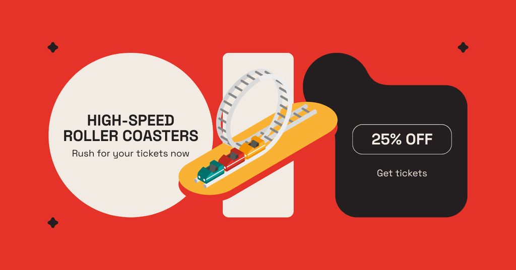 Ontwerpsjabloon van Facebook AD van High-Speed Roller Coasters With Discount Offer