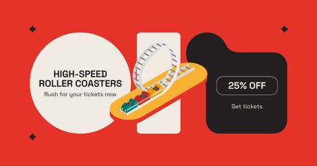 High-Speed Roller Coasters With Discount Offer Facebook AD Design Template