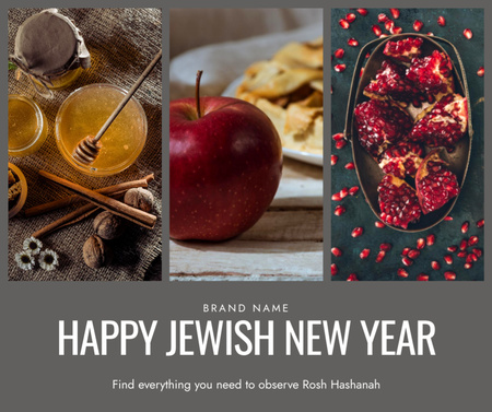 Happy Rosh Hashanah Facebook Šablona návrhu