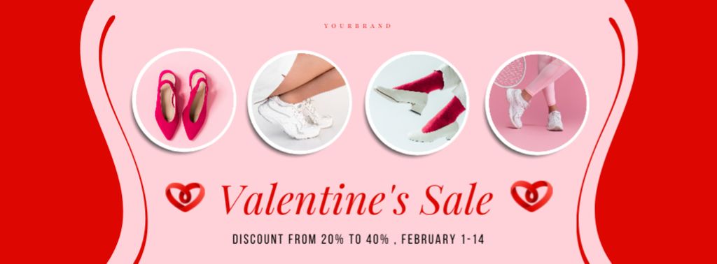 Women's Shoes Sale for Valentine's Day Facebook cover Πρότυπο σχεδίασης