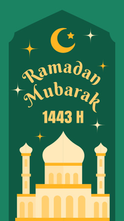 Ramadan Mubarak com céu estrelado e mesquita Instagram Story Modelo de Design