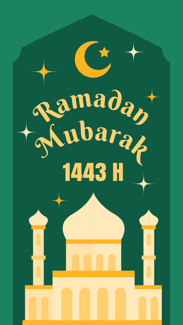 Ramadan Mubarak With Starry Sky And Mosque Instagram Story – шаблон для дизайна