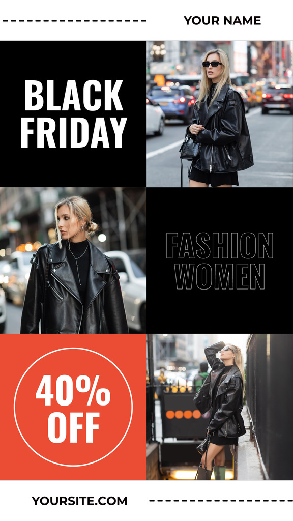 Black Friday Sale of Women's Fashion Items Instagram Storyデザインテンプレート