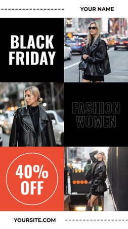 Designvorlage Black Friday-Verkauf von Damenmodeartikeln für Instagram Story