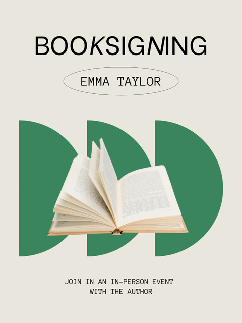 Authoritative Book Signing Announcement In Beige Poster US tervezősablon