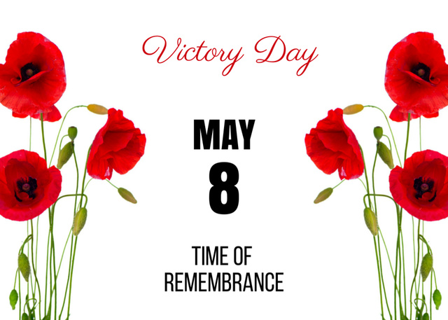 Victory Day is Time of Remembrance Postcard 5x7in Tasarım Şablonu