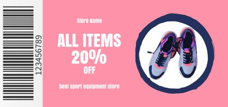 Sport Equipment Store Ad with Modern Running Sneakers Coupon Din Large Design Template