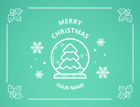 Christmas Greeting with Outlined Tree Postcard 4.2x5.5in Design Template