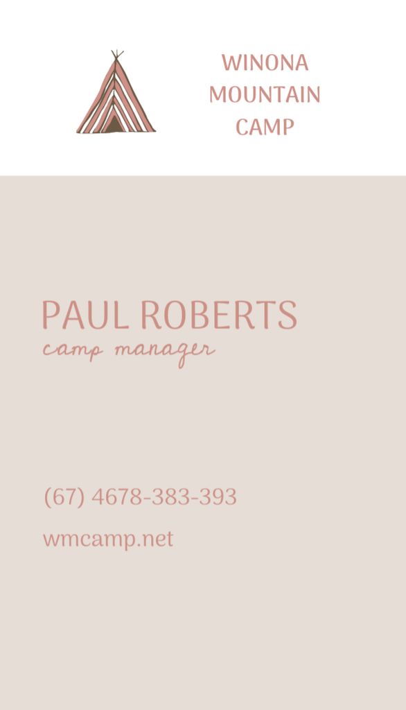 Ontwerpsjabloon van Business Card US Vertical van Camp Manager's Offer