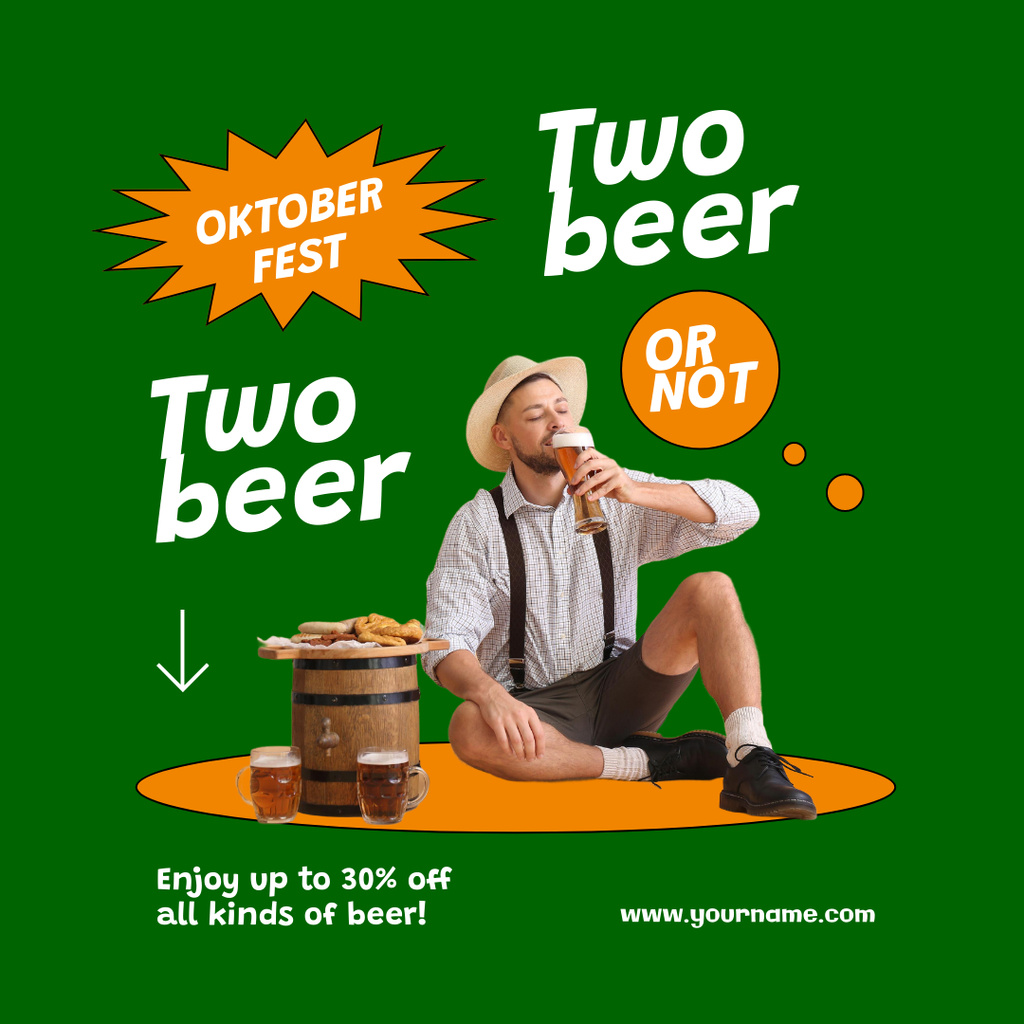 Frothy Beer At Discounted Rates For Oktoberfest Celebration Instagramデザインテンプレート