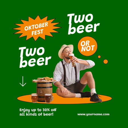 Frothy Beer At Discounted Rates For Oktoberfest Celebration Instagram Design Template