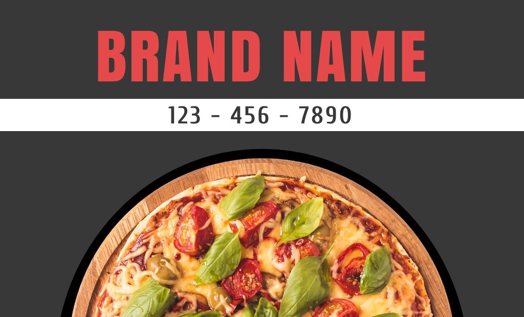 Designvorlage Offer of Discount on Fifth Pizza für Business Card 91x55mm
