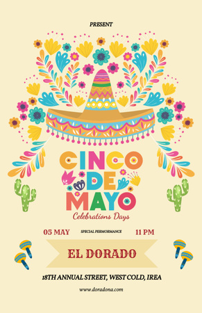 Cinco De Mayo Celebration with Colorful Ornament Flyer 5.5x8.5in Design Template