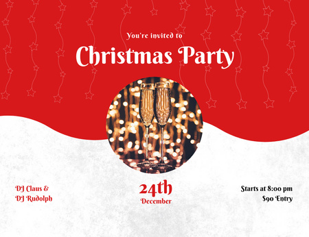 Christmas Party Announcement With Festive Garland Invitation 13.9x10.7cm Horizontal Design Template