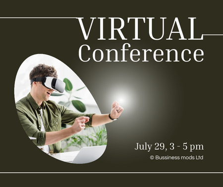 Virtual Reality Conference Announcement Facebook Modelo de Design