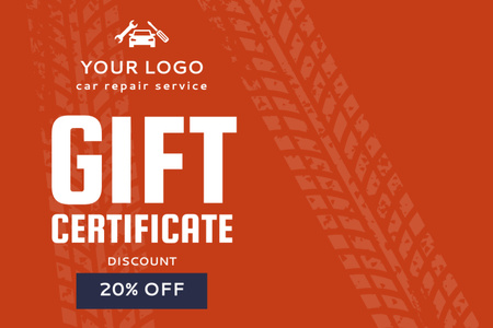 Discount Offer on Car Repair Services Gift Certificate Design Template
