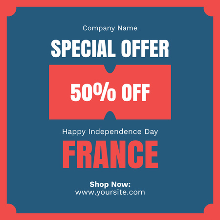 French Independence Day Special Sale Offer Instagram Design Template