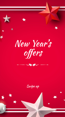 Template di design New Year's Offers with Festive Stars Instagram Story