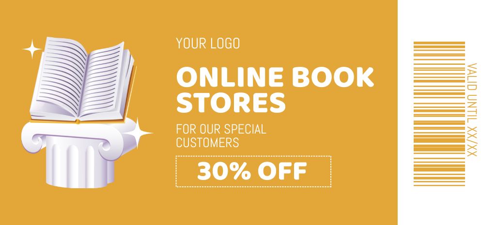 Online Bookstore Offer With Discounts For Customers Coupon 3.75x8.25in – шаблон для дизайна