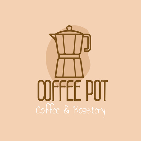 Cafe Ad with Coffee Pot Logo Design Template