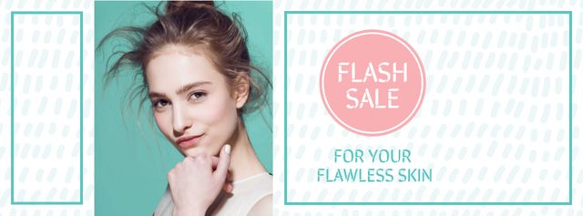 Modèle de visuel Skincare Products Offer with Attractive Girl - Facebook cover