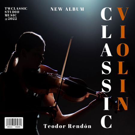 Girl Playing the Violin Album Cover Design Template