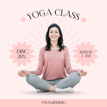 Woman Practicing Yoga in Lotus Pose Instagram Design Template